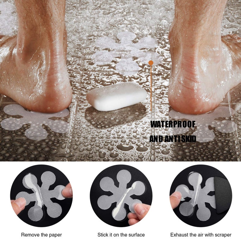 Secopad Bathtub Stickers Non-Slip, 24 PCS Safety Shower Treads Adhesive Appliques with Premium Scraper - Image 5